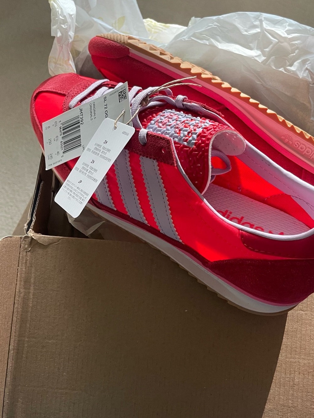 adidas Red and White Retro Running Sneakers